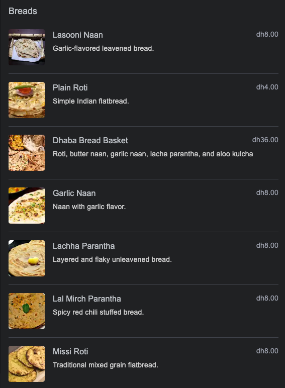 Menu preview